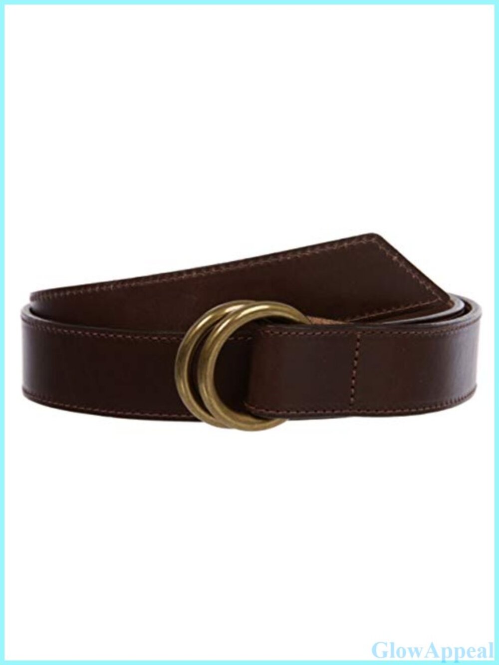 100% Solid Leather Belt Double Circle Ring Buckle Casual Formal
